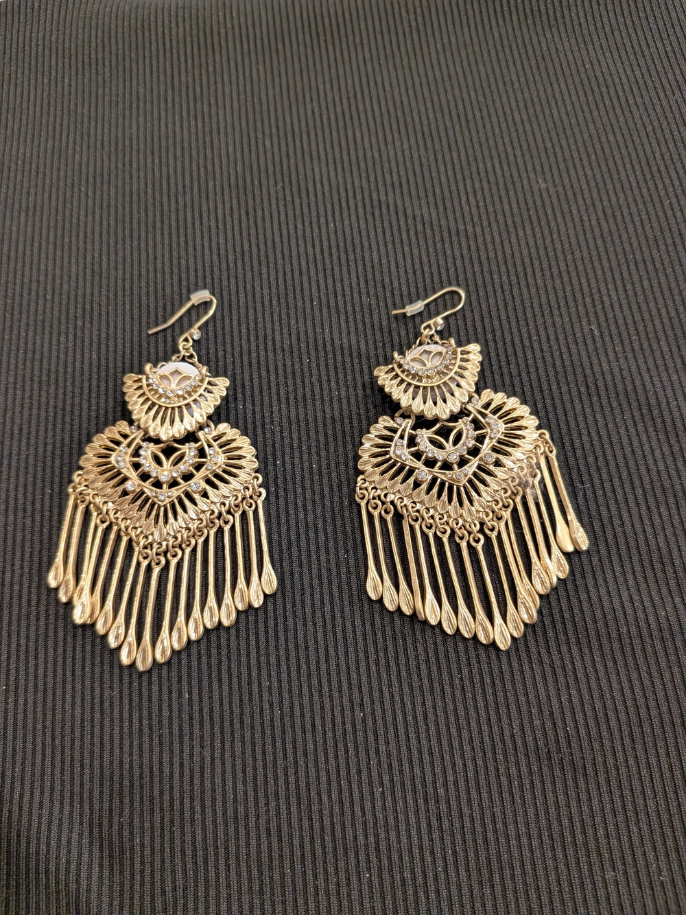 B #3 :Gold Plating Filigree Fringe Dangle Earrings - Women Jewelry